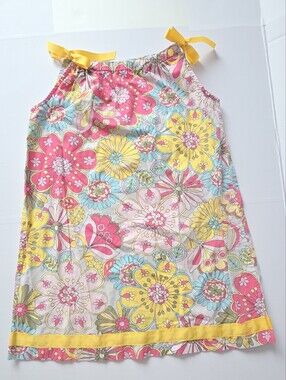 Hanna Andersson Floral Multicolor Girls Ribbon Floral Dress